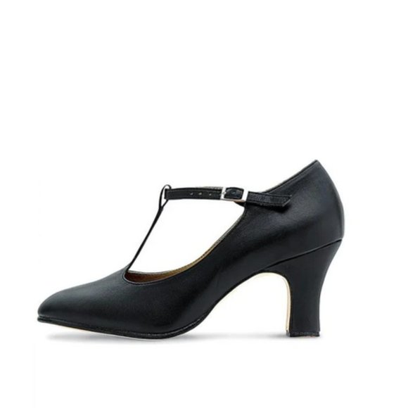 BLOCH Black Leather T Strap Dance Shoes 3" - Picture 4 of 5